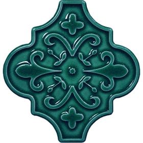 Armada Çini 12x12 Ottoman Çiçekli Arabesk Yeşil Çini Seramik Karo