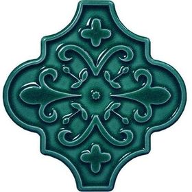 Armada Çini 12x12 Ottoman Çiçekli Arabesk Yeşil Çini Seramik Karo