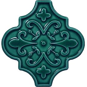 Armada Çini 12x12 Ottoman Çiçekli Arabesk Yeşil Çini Seramik Karo