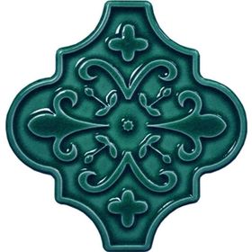 Armada Çini 12x12 Ottoman Çiçekli Arabesk Yeşil Çini Seramik Karo