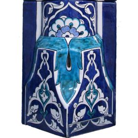 Armada Çini 14x20 El Dekoru Mavi Beyaz Sütunce Başlık