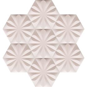 Armada Çini 15x17 cm Çiçekli Beyaz Desen Altıgen Çini Seramik Karo