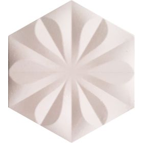 Armada Çini 15x17 cm Çiçekli Beyaz Desen Altıgen Çini Seramik Karo