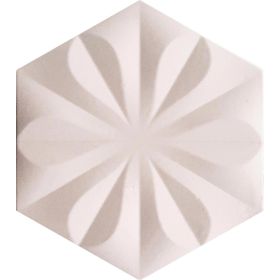 Armada Çini 15x17 cm Çiçekli Beyaz Desen Altıgen Çini Seramik Karo