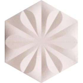 Armada Çini 15x17 cm Çiçekli Beyaz Desen Altıgen Çini Seramik Karo