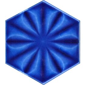 Armada Çini 15x17 cm Çiçekli Kobalt Desen Altıgen Çini Seramik Karo