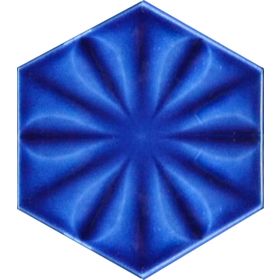 Armada Çini 15x17 cm Çiçekli Kobalt Desen Altıgen Çini Seramik Karo