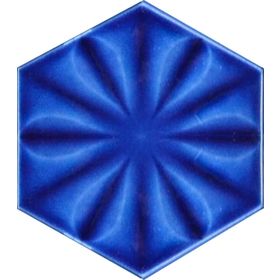 Armada Çini 15x17 cm Çiçekli Kobalt Desen Altıgen Çini Seramik Karo