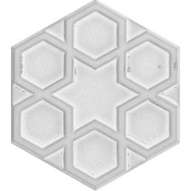 Armada Çini 15x17 cm Rölyefli Yıldız Beyaz Altıgen Çini Karo