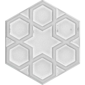 Armada Çini 15x17 cm Rölyefli Yıldız Beyaz Altıgen Çini Karo