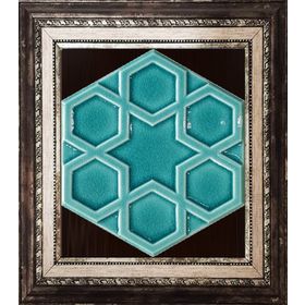 Armada Çini 15x17 cm Rölyefli Yıldız Turkuaz Altıgen Çini Karo