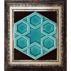 Armada Çini 15x17 cm Rölyefli Yıldız Turkuaz Altıgen Çini Karo