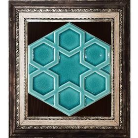Armada Çini 15x17 cm Rölyefli Yıldız Turkuaz Altıgen Çini Karo