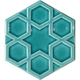 Armada Çini 15x17 cm Rölyefli Yıldız Turkuaz Altıgen Seramik