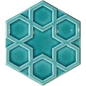 Armada Çini 15x17 cm Rölyefli Yıldız Turkuaz Altıgen Seramik