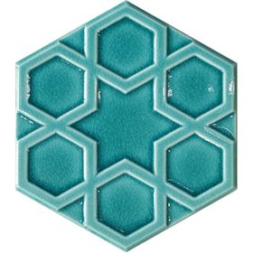 Armada Çini 15x17 cm Rölyefli Yıldız Turkuaz Altıgen Seramik