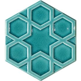 Armada Çini 15x17 cm Rölyefli Yıldız Turkuaz Altıgen Seramik