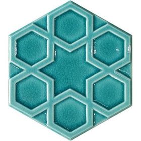 Armada Çini 15x17 cm Rölyefli Yıldız Turkuaz Altıgen Seramik
