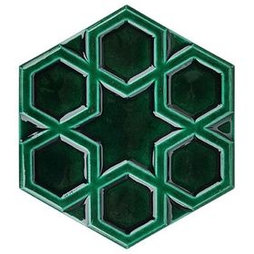 Armada Çini 15x17 cm Rölyefli Yıldız Yeşil Altıgen Çini Karo