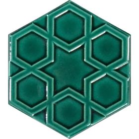 Armada Çini 15x17 cm Rölyefli Yıldız Yeşil Altıgen Çini Karo
