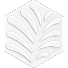 Armada Çini 15x17 cm Yaprak Beyaz Altıgen Çini Karo