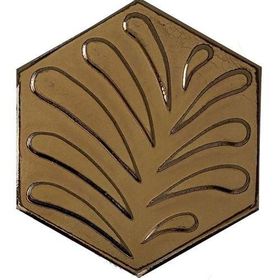 Armada Çini 15x17 cm Yaprak Bronz Desen Altıgen Çini Karo