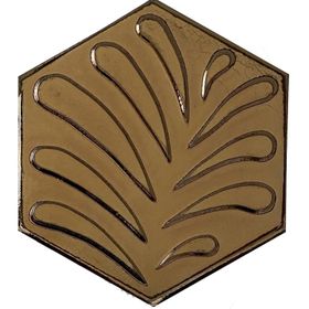 Armada Çini 15x17 cm Yaprak Bronz Desen Altıgen Çini Karo