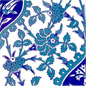 Armada Çini 20x20 cm AC 42 Kütahya Cami Çinisi İznik Desenli Seramik Çini Karo