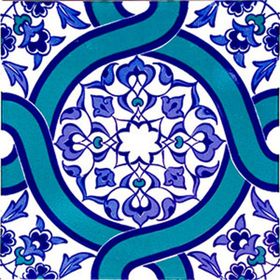 Armada Çini 20x20 cm AC 52 Kütahya Cami Çinisi Geometrik Desenli Seramik Çini Karo