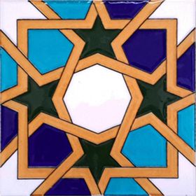 Armada Çini 20x20 cm AC 52 Kütahya Cami Çinisi Geometrik Desenli Seramik Çini Karo