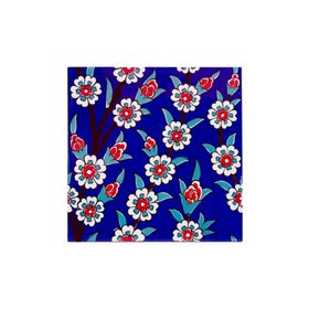 Armada Çini 20x20 cm AC 60 Kütahya Cami Çinisi İznik Desenli Çiçek Seramik Çini Karo