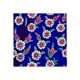 Armada Çini 20x20 cm AC 60 Kütahya Cami Çinisi İznik Desenli Çiçek Seramik Çini Karo