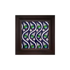 Armada Çini 20x20 Cm ED 107 Kobalt Sarmaşık Lale desenli Kütahya Çini Pano