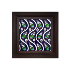 Armada Çini 20x20 Cm ED 107 Kobalt Sarmaşık Lale desenli Kütahya Çini Pano