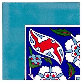 Armada Çini 20x20 cm KSK-21 Karanfil Desenli Çini Bordür Köşesi