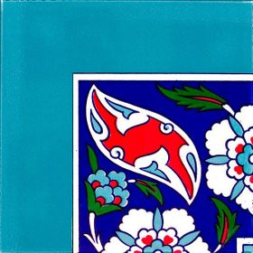 Armada Çini 20x20 cm KSK-21 Karanfil Desenli Çini Bordür Köşesi