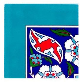 Armada Çini 20x20 cm KSK-21 Karanfil Desenli Çini Bordür Köşesi