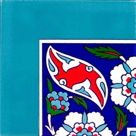 Armada Çini 20x20 cm KSK-21 Karanfil Desenli Çini Bordür Köşesi