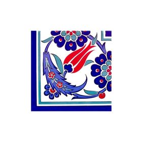 Armada Çini 20x20 cm KSK-26 Lale Desenli Kütahya Seramik Çini Bordür Köşesi