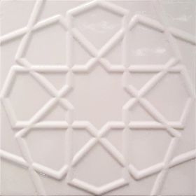 Armada Çini 20x20 cm Rölyefli Beyaz Selçuklu Yıldız Deseni Çini Karo