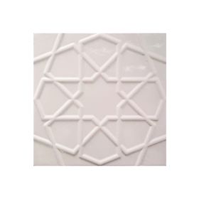 Armada Çini 20x20 cm Rölyefli Beyaz Selçuklu Yıldız Deseni Çini Karo