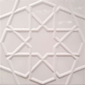 Armada Çini 20x20 cm Rölyefli Beyaz Selçuklu Yıldız Deseni Çini Karo