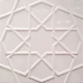 Armada Çini 20x20 cm Rölyefli Beyaz Selçuklu Yıldız Deseni Çini Karo