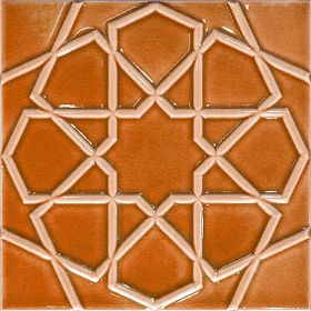 Armada Çini 20x20 cm Rölyefli Karamel Selçuk Yıldızı Deseni Çini Karo