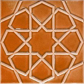 Armada Çini 20x20 cm Rölyefli Karamel Selçuk Yıldızı Deseni Çini Karo
