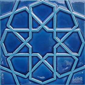 Armada Çini 20x20 cm Rölyefli Kobalt Selçuklu Yıldızı Deseni Çini Karo