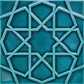 Armada Çini 20x20 cm Rölyefli Turkuaz Selçuklu Yıldızı Deseni Çini Karo