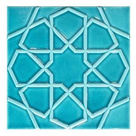Armada Çini 20x20 cm Rölyefli Turkuaz Selçuklu Yıldızı Deseni Çini Karo