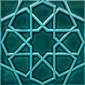 Armada Çini 20x20 cm Rölyefli Yeşil Selçuklu Yıldızı Deseni Çini Karo