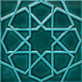 Armada Çini 20x20 cm Rölyefli Yeşil Selçuklu Yıldızı Deseni Çini Karo